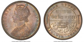 Bikanir. Ganga Singh Rupee 1892 MS64+ PCGS KM72. One of a mere two examples in this peak grade in the PCGS census, featuring eye-catching toning that ...
