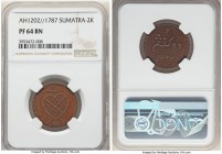 Sumatra. United East India Company Proof 2 Kepings AH 1202 (1787/1788) PR64 Brown NGC, KM258, Scholten-954a. Struck to crisp definition and displaying...