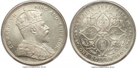 British Colony. Edward VII Dollar 1903-B MS62 PCGS, Bombay mint, KM25, Prid-1. Variety with incuse mintmark. A generally difficult type in Mint State ...