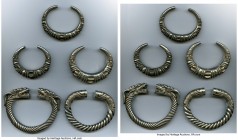 Lahu, Akha, & Lisu Hill Tribes 5-Piece Lot of Uncertified Assorted "Bracelet Money" ND, Mitch-2991, Opitz-pg. 283. With sizes ranging from 64 to 94mm,...