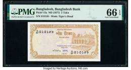 Bangladesh Bangladesh Bank 5 Taka ND (1977) Pick 15a PMG Gem Uncirculated 66 EPQ. Staple holes at issue. 

HID09801242017

© 2020 Heritage Auctions | ...