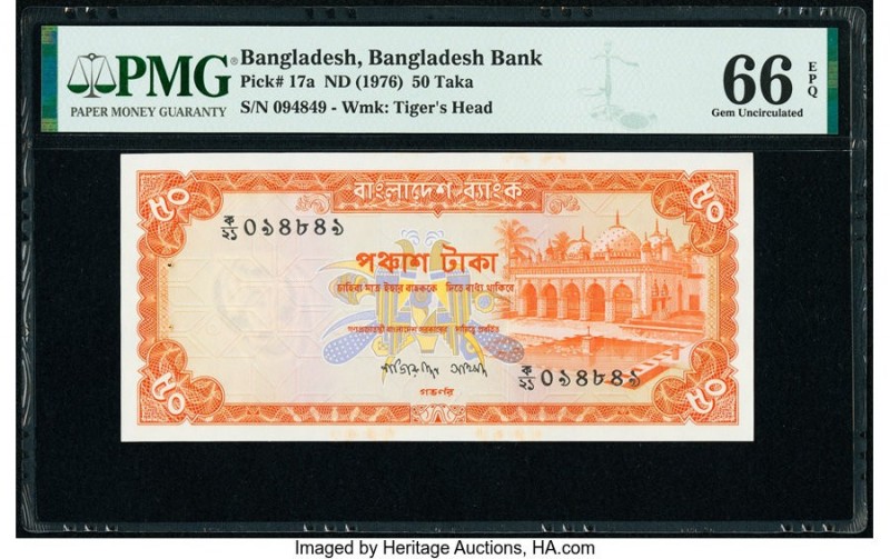 Bangladesh Bangladesh Bank 50 Taka ND (1976) Pick 17a PMG Gem Uncirculated 66 EP...