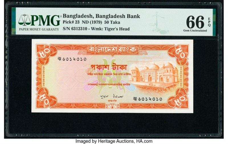 Bangladesh Bangladesh Bank 50 Taka ND (1979) Pick 23 PMG Gem Uncirculated 66 EPQ...