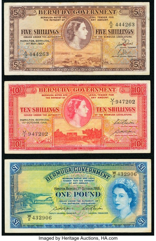 Bermuda Bermuda Government 5; 10 Shillings; 1 Pound 1.5.1957; 1.10.1966 (2) Pick...