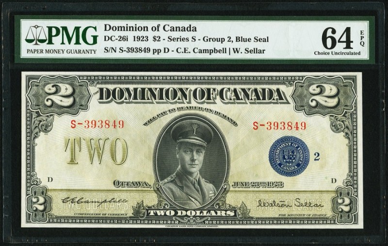 Canada Dominion of Canada $2 23.6.1923 Pick 34i DC-26i PMG Choice Uncirculated 6...
