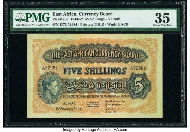 East Africa East African Currency Board 5 Shillings 1.1.1952 Pick 28b PMG Choice...