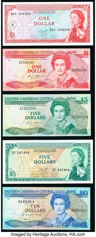 East Caribbean States Currency Authority; Central Bank 1 (2); 5 (2); 10 Dollars ...
