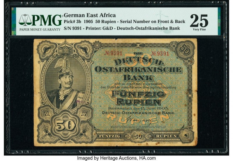 German East Africa Deutsch-Ostafrikanische Bank 50 Rupien 15.6.1905 Pick 3b PMG ...