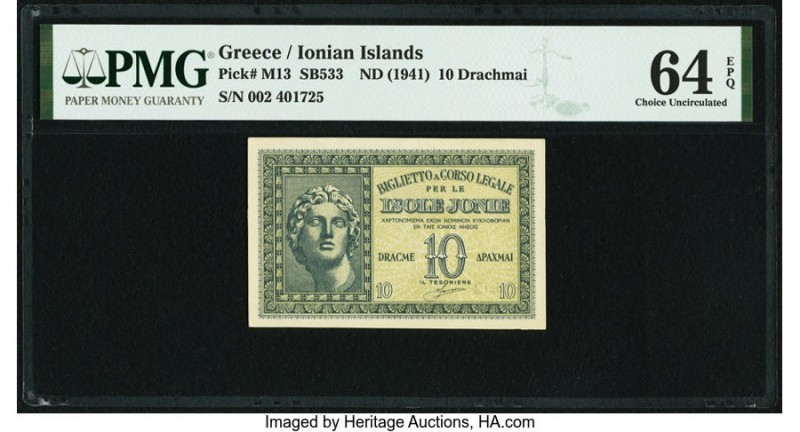 Greece Ionian Islands, Biglietto A Corso Legale 10 Drachmai ND (1941) Pick M13 P...
