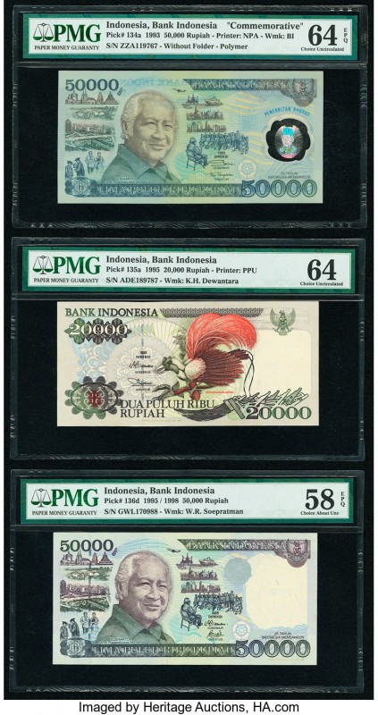 Indonesia Bank Indonesia 50,000 (2); 20,000 Rupiah 1993; 1995; 1995 / 1998 Pick ...