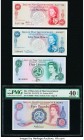 Isle Of Man Isle of Man Government 10 Shillings; 50 New Pence; 1 Pound; 5 Pounds ND (1961; 1969; 1979; 1972) Pick 24a; 27a; 34; 30b Four Examples Cris...