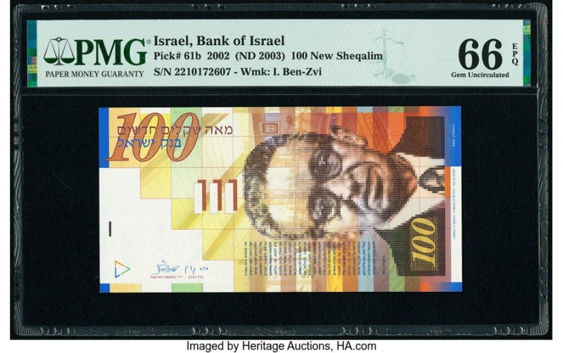 Israel Bank of Israel 100 New Sheqalim 2002 (ND 2003) Pick 61b PMG Gem Uncircula...