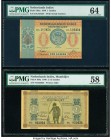 Netherlands Indies Muntbiljet 1; 2 1/2 Gulden 15.6.1940 Pick 108a; 109a Two Examples PMG Choice Uncirculated 64; Choice About Unc 58. 

HID09801242017...