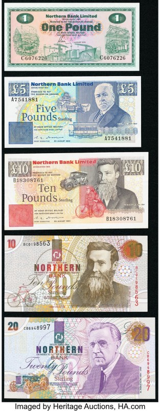 Northern Ireland Northern Bank Group Lot of 5 Examples Very Fine-Crisp Uncircula...