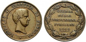 MEDAGLIE ITALIANE
FIRENZE
Leopoldo II di Lorena, 1824-1859. Medaglia 1848. Æ gr. 14,51 mm 28 Busto a d. Rv. Nel campo scritta su 5 righe. Brambilla ...