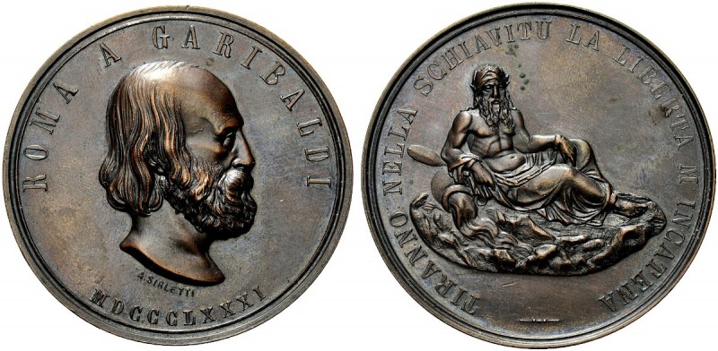 MEDAGLIE ITALIANE
ROMA
Giuseppe Garibaldi, 1807-1882. Medaglia 1881 opus Sirle...