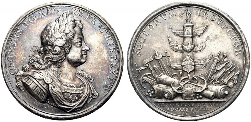 MEDAGLIE ITALIANE
SICILIA
Giorgio I, 1714-1727. Medaglia 1718 opus John Crocke...
