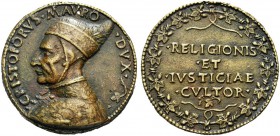 MEDAGLIE ITALIANE
VENEZIA
Cristoforo Moro, doge 1462-1471. Medaglia 1492. Æ gr. 30,27 mm 41,8 CRISTOFORVS MAVRO DVX Busto del doge a s. con corno e ...
