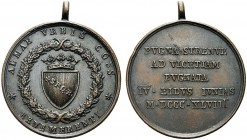 MEDAGLIE ITALIANE
VICENZA
II Repubblica Romana, 1848-1849. Medaglia 1848 con appicagnolo. Æ gr. 17,51 mm 32 Stemma coronato con scritta entro ghirla...