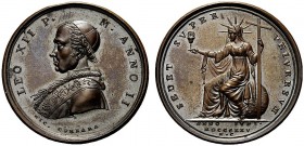 MEDAGLIE PAPALI
ROMA
Leone XII (Annibale Sermattei della Genga), 1823-1829. Medaglia straordinaria 1825 a. II opus G. Cerbara. Æ gr. 13,71 mm 28,2 L...