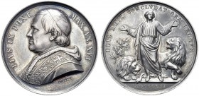 MEDAGLIE PAPALI
ROMA
Pio IX (Giovanni Maria Mastai Ferretti), 1846-1878. Medaglia 1861 a. XVI opus C. Voigt. Ar gr. 34,61 mm 43,5 PIVS IX PONT MAX A...