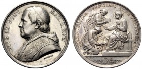 MEDAGLIE PAPALI
ROMA
Pio IX (Giovanni Maria Mastai Ferretti), 1846-1878. Medaglia 1862 a. XVII opus C. Voigt. Ar gr. 32,25 mm 43,5 PIVS IX PONT MAX ...
