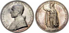 MEDAGLIE PAPALI
ROMA
Pio XII (Eugenio Pacelli), 1939-1958. Medaglia 1957 a. XIX opus A. Mistruzzi. Ar gr. 34,73 mm 44 PIVS XII PONTIFEX MAXIMVS ANNO...