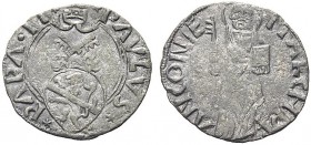 MONETE ITALIANE REGIONALI
ANCONA
Paolo II, 1464-1471. Quattrino. Æ gr. 0,92 Stemma a cuore sormontato da chiavi. Rv. S. Pietro, nimbato, in piedi di...