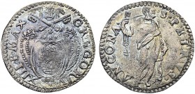 MONETE ITALIANE REGIONALI
ANCONA
Gregorio XIII (Ugo Boncompagni), 1572-1585. Testone. Ar gr. 9,61 Stemma ovale in cornice. Rv. Figura del santo con ...
