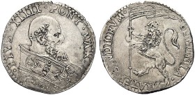 MONETE ITALIANE REGIONALI
BOLOGNA
Pio V (Antonio Ghislieri), 1566-1572. Bianco. Ar gr. 4,89 Busto del Pontefice a d. Rv. Leone vessillifero a s. M. ...