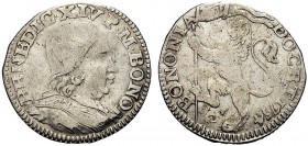 MONETE ITALIANE REGIONALI
BOLOGNA
Benedetto XIV (Prospero Lambertini), 1740-1756. Bianco 1754. Ar gr. 3,15 BENEDIC XIV P M BONON Busto a d. con cama...