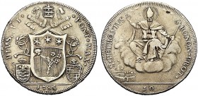 MONETE ITALIANE REGIONALI
BOLOGNA
Pio VI (Giovanni Angelo Braschi), 1775-1799. Mezzo Scudo da 50 Bolognini 1785. Ar gr. 13,01 Simile a precedente. M...