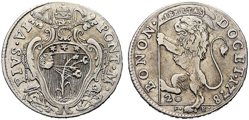MONETE ITALIANE REGIONALI
BOLOGNA
Pio VI (Giovanni Angelo Braschi), 1775-1799....