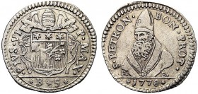 MONETE ITALIANE REGIONALI
BOLOGNA
Pio VI (Giovanni Angelo Braschi), 1775-1799. Carlino da 5 baiocchi 1778. Ar gr. 1,41 PIVS VI P M Stemma a targa. R...