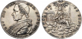 MONETE ITALIANE REGIONALI
BOLOGNA
Leone XII (Annibale Sermattei della Genga), 1823-1829. Scudo 1825 a. III. Ar Come precedente. Pag. 117; Gig. 9. SP...