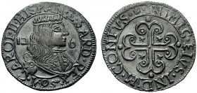 MONETE ITALIANE REGIONALI
CAGLIARI
Carlo II di Spagna, 1665-1700. Da 2,5 Reali 1695. Ar gr. 6,14 Busto coronato tra 12 e 6. Rv. Croce ancorata e qua...