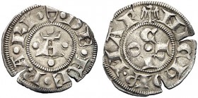 MONETE ITALIANE REGIONALI
FERRARA
Nicolò III d’Este, 1393-1441. Marchesano Grosso. Ar gr. 1,18 NIChOL MAR Lettere CHIO disposte intorno a globetto. ...
