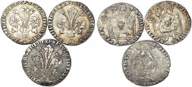 MONETE ITALIANE REGIONALI
FIRENZE
Repubblica, 1189-1533. Lotto di n. 3 Grossi guelfi da 5 soldi e 6 denari con stemmi differenti. Da esaminare