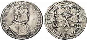 MONETE ITALIANE REGIONALI
FIRENZE
Ferdinando I de'Medici, 1587-1609. Piastra 1588. Ar gr. 31,06 Busto a d. in abito cardinalizio; sotto, nel giro, 1...