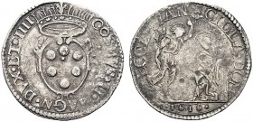 MONETE ITALIANE REGIONALI
FIRENZE
Cosimo II de' Medici, 1608-1621. Giulio 1616. Ar gr. 2,92 Stemma mediceo semiovale. Rv. L’Annunciazione della Beat...