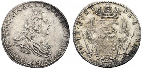 MONETE ITALIANE REGIONALI
FIRENZE
Francesco II di Lorena, 1737-1765. Mezzo Francescone 1746. Ar gr. 13,69 Busto con lunga capigliatura a d. Rv. Dopp...