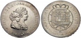 MONETE ITALIANE REGIONALI
FIRENZE
Carlo Ludovico di Borbone con la reggenza della madre Maria Luisa, 1803-1807. Dena 1804, I Tipo. Ar Busti accollat...