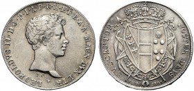 MONETE ITALIANE REGIONALI
FIRENZE
Leopoldo II di Lorena, 1824-1859. Mezzo Francescone 1828. Ar Testa nuda giovanile a d. Rv. Stemma coronato, con Co...