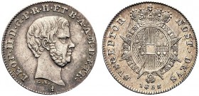 MONETE ITALIANE REGIONALI
FIRENZE
Leopoldo II di Lorena, 1824-1859. Mezzo Paolo 1853. Ar Testa nuda adulta a d. Rv. Stemma coronato con Collare del ...