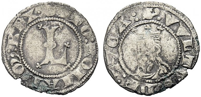 MONETE ITALIANE REGIONALI
LUCCA
Repubblica, fine sec. XIV. Sestino. Ar gr. 1,0...