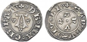 MONETE ITALIANE REGIONALI
MACERATA
Anonime pontificie, sec. XV. Bolognino. Ar gr. 0,77 DE MA CE RA T Lettera A accantonata da trifogli. Rv. SAN TVS ...