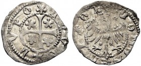 MONETE ITALIANE REGIONALI
MERANO
Monete dei Conti di Tirolo-Gorizia. Leopoldo IV, 1396-1406. Quattrino. Mi gr. 0,47 Simile a precedente. Tipo Rizzol...