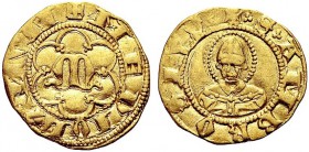 MONETE ITALIANE REGIONALI
MILANO
Luchino e Giovanni Visconti, 1339-1349 o Giovanni Visconti solo, 1349-1354. Mezzo ambrosino d'oro. Au gr. 1,73 MEDI...
