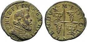 MONETE ITALIANE REGIONALI
MILANO
Filippo III re di Spagna e duca di Milano, 1598-1621. Quattrino 1603. Mi gr. 2,15 PHILPP REX HISP Busto corazzato a...