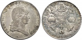 MONETE ITALIANE REGIONALI
MILANO
Francesco II d’Asburgo Lorena, 1792-1800. Crocione 1793. Ar gr. 29,34 FRANCISC II D G R I S A GER HIE HVN BOH REX T...